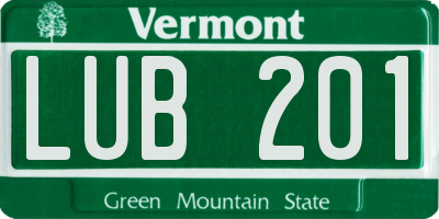 VT license plate LUB201