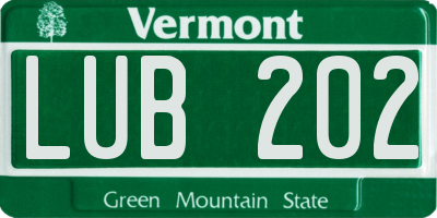 VT license plate LUB202