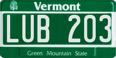 VT license plate LUB203
