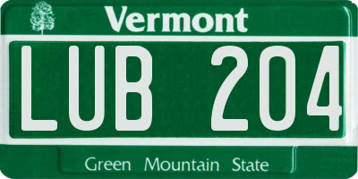 VT license plate LUB204