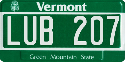 VT license plate LUB207
