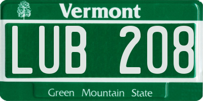 VT license plate LUB208