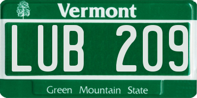 VT license plate LUB209