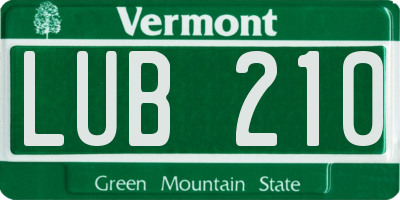 VT license plate LUB210