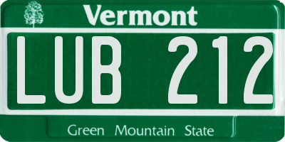 VT license plate LUB212