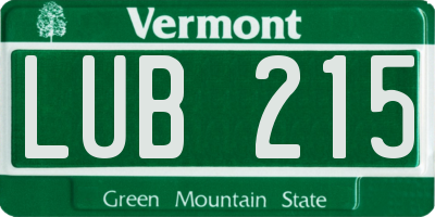 VT license plate LUB215