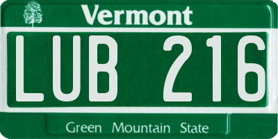 VT license plate LUB216