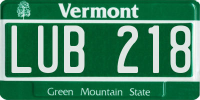 VT license plate LUB218