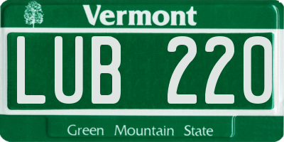 VT license plate LUB220