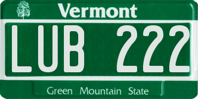 VT license plate LUB222