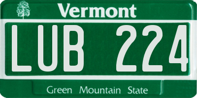 VT license plate LUB224