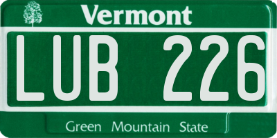 VT license plate LUB226