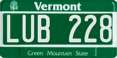 VT license plate LUB228