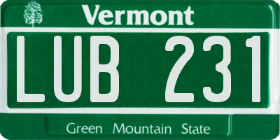 VT license plate LUB231