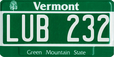 VT license plate LUB232