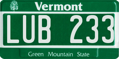 VT license plate LUB233