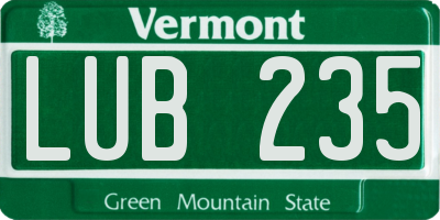 VT license plate LUB235