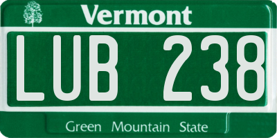 VT license plate LUB238