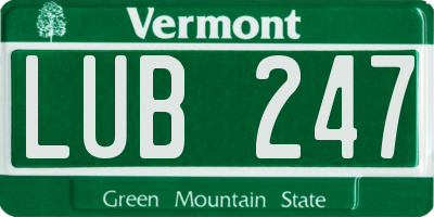 VT license plate LUB247