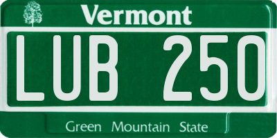 VT license plate LUB250