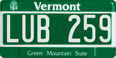 VT license plate LUB259