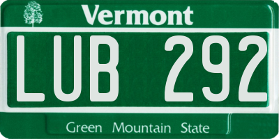 VT license plate LUB292