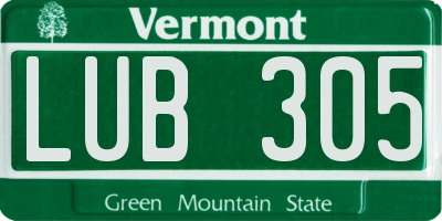 VT license plate LUB305