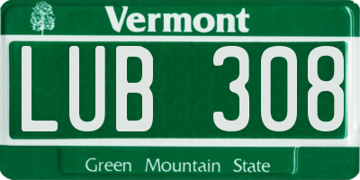 VT license plate LUB308