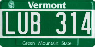 VT license plate LUB314