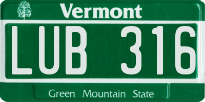 VT license plate LUB316