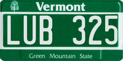 VT license plate LUB325