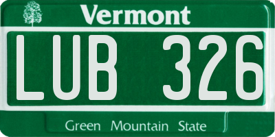 VT license plate LUB326