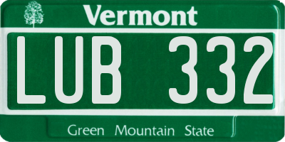 VT license plate LUB332