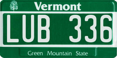VT license plate LUB336