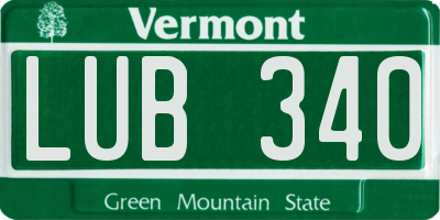 VT license plate LUB340