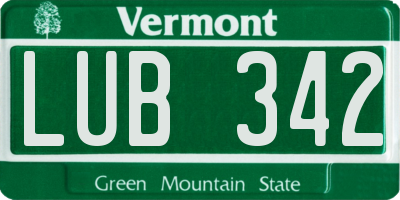 VT license plate LUB342