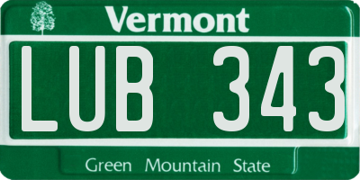 VT license plate LUB343