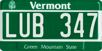 VT license plate LUB347