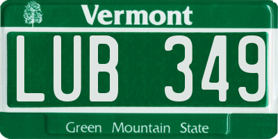 VT license plate LUB349