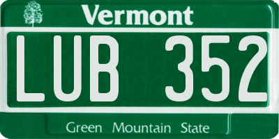 VT license plate LUB352