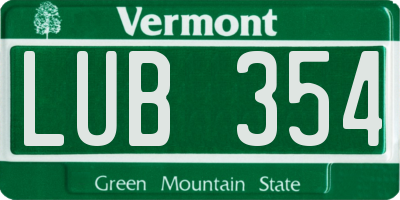 VT license plate LUB354