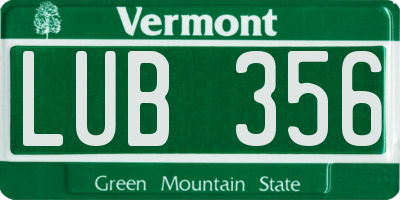 VT license plate LUB356