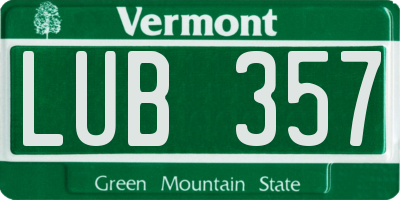 VT license plate LUB357