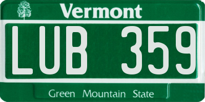 VT license plate LUB359