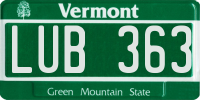 VT license plate LUB363