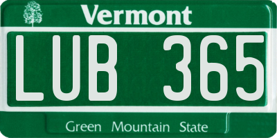 VT license plate LUB365