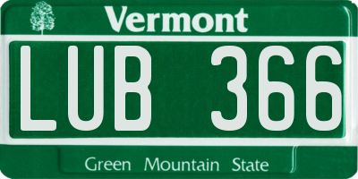VT license plate LUB366
