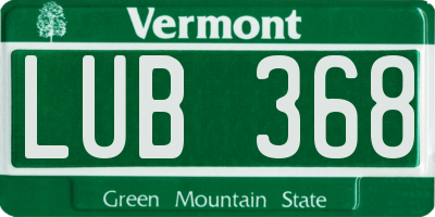 VT license plate LUB368