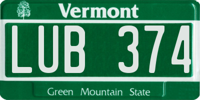 VT license plate LUB374