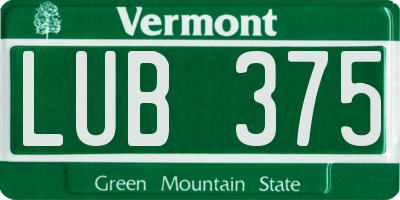 VT license plate LUB375